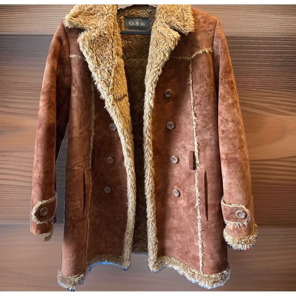 Vintage Gi & Jo Collection Jacket Penny Lane Faux Suede Sherpa Lined Boho Y2K L